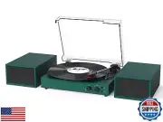 TANLANIN Vintage Record Player with External Speakers | 3-Speed Bluetooth Tur