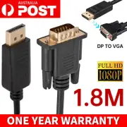 Altus 1.8m DisplayPort DP to VGA Male to Male Cable 1080P HD 4K Video Adapter AU