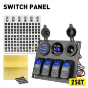 2set 4 Gang Blue Panel Switch LED Voltmeter 12V for Car Marine Cigarette Lighter (for: Subaru)
