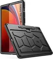 [Poetic] TurtleSkin Case for Samsung Galaxy Tab S9 FE+ Plus (2023 Release) 12.4 inch Case with S Pen Holder, Heavy Duty Shockproof Kids Friendly Protective Silicone Cover, Black