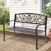 Outdoor Garden Bench Seat Steel Furniture 3 Seater Park Bronze Patio Seating