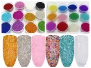 84Gram Glass Caviar Beads 12 Storage Box 3D Micro Beads Nail Art Manicure Decor