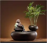 Tabletop Water Fountain Creative Decoration Home Ceramic Small Fountain Office Desktop Circulation Opening Gift Desktop Small Fountain Decoration Office Relaxation Meditation Fountain (Color : B)