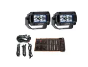 2x Kings 3.3" Work light + Rear Lighting Wiring Harness Kit + 5 Bar LED Camp Light Kit