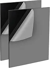 QEEYON 2 Pcs Black Acrylic Sheets A3, 2mm Black Gloss Acrylic Plastic Sheet Panel with Protective Paper for Sign DIY Craft Cutting Painting Photography Display Stand (A3,29.7x 42cm)