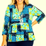 TS TAKING SHAPE plus size S / 16 Natural Mix Media Top stretch comfortable NWT!