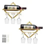 2Pcs Metal Wall Mounted Wine Holder Stemware Glass Rack, Upgrade Gold Aa