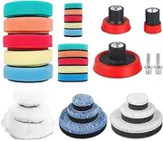 Abizarch 29Pcs Drill Polishing Pad Kit Reusable Buffing Polishing Pads 1/2/3inch Washable Car Detailing Sponge Polishing Pads Woolen Buffing Pad Microfiber Polishing Pad with M14 Adapter