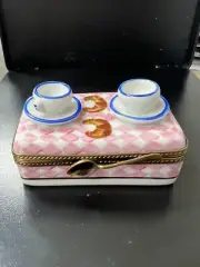 LIMOGES PEINT MAIN Tea Party TRINKET BOX Tea Cup