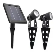 Mini 50X Twin Solar-Powered Cast Aluminium Warm White LED Spotlight 60-100