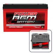 Power AGM 12V 135Ah Deep Cycle Battery Bundle with Portable Multi-Function Battery Box wit