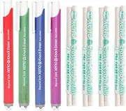 Xeno Retractable Click Knock 4 Erasers and 8 Refills (Assorted Colors Bundle) Retractable Click Eraser