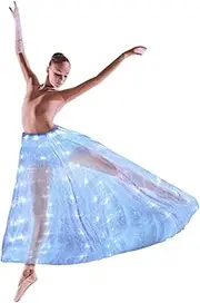 [LAINIUTE] LED Light Up Skirt, Belly Dance Skirt for Women, Rechargeable Long Tutu Skirt for Halloween Christmas Party