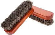 minkissy 2pcs Horse Hair Shoe Brush Ergonomic Handle for Leather Care Polishing and Dust Elimination Compact and Lightweight Boot Polish Brush for Home and Travel Use