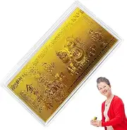 Chinese Year Gold Commemorative Banknotes, Foil Souvenir Decoration Collectible Banknotes, Decorative Lucky Bill Compact Keepsake, New Year Prosperity, Good Fortune