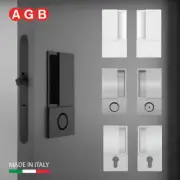 AGB WAVE Sliding Pocket Door Hardware Passage Privacy Entry Lock Set w/ Handles