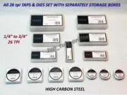 TAP DIE SET BSB BSCY 26 TPI THREAD 1/4", 5/16", 3/8", 7/16", 1/2",5/8",3/4 BOXED