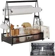 TOMVAES BBQ Caddy for Camping and Picnics - Utensil and Plate Organizer With Paper Towel Holder - Outdoor BBQ Accessories Storage, 38 * 17.5 * 39cm
