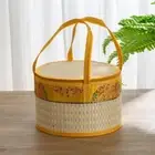 Hand Woven Foldable Bamboo Basket Handheld Vegetable Storage Basket Gift