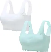 [Happy Cherry] Girls' Bra, Seamless Comfortable Bustier, Teenager's Without Underwire, Bra with Removable Padding, Zero Feel, Seamless Bralette for 10-16 Years