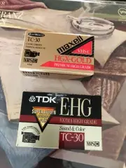 New Sealed Maxell TC-30 & TDK TC-30 VHSC EHG Camcorder Video Cassette Tapes