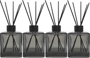 Perfume Reed Diffuser Bottle,Empty Square Essential Oil Bottles Glass Jar with Black Sticks For DIY Fragrance Replacement Diffuser Sets (200ml/6.7oz, Grey)