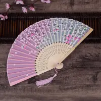 在飛比找Yahoo!奇摩拍賣優惠-日本女士絹布折扇梅花...