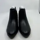 Soda Chance Black Pu Perforated Cut Out Stacked Block Heel Ankle Booties