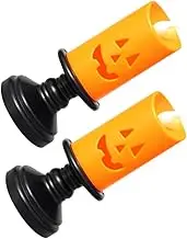 Kisangel 2Pcs Halloween Light Decor Pumpkin Lantern Candle Holders Creepy Night Light Props for Home Ktv Bar Mall Decoration Durable for Use