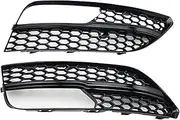 1 Pair Car Front Bumper Fog Light Lamp Grille Grill Cover Mesh Honeycomb Hex Black/Sliver Compatible With A3 Hatchback 2013-2016(A)