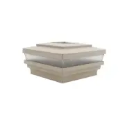 3.625" Sq. Cape May Solar LED Lighted Vinyl Post Cap - Almond