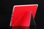 for iPad Air 2 9.7 A1566 A1567 - RED 5 Fold Flip TPU SILICON GEL RUBBER case