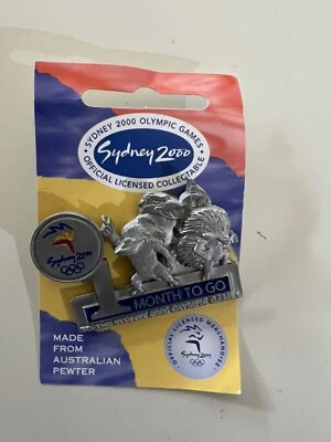 Sydney 2000 Olympic Games 1 Month to Go Pewter - Souvenir Collectable Pin Badge