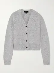 [Theory] Theory - Cropped Knitted Cardigan - Light gray - large large Gray