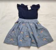New girl's 4 J Crew Crewcuts chambray rainbow dress