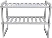 Cabinet, Under Sink Organizer, Under Sink Organizers and Storage, 2 Tiers Multifunctional Stretchable Large Capacity Under Counter Storage Organizer (Gray)