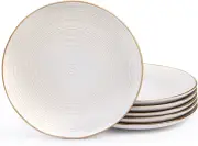 Famiware Tempus 10.5-Inch Dinner Plates Set of 6, Antique White, Microwave & Dis
