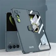 [YBROY] Case for Samsung Galaxy Z Fold5 5G, Ultra-Thin Hard PC + Tempered Glass Protective Film, with Metal Ring, Anti-Scratch, Cover Case for Samsung Galaxy Z Fold5 5G.(Green)