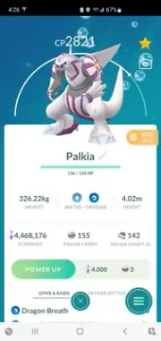 Pokemon Level 40 Palkia With 2nd Move VERY RARE/POWERFUL GO