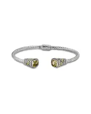 Samuel B. 18K & Silver 3.80 ct. tw. Citrine Twisted Cable Bangle Bracelet