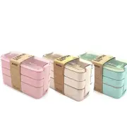 Bento Box 3-Layer Students Lunch Box Eco-Friendly 900Ml Food Container