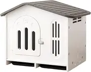 Outdoor Dog Crate, Portable Dog Crate, All Season Dog Crate Furniture,31in with Two Trays + Double Food Bowls at the Bottom, Secure Door Lock, Suitable for Small and Medium Dogs(Grey - Large)