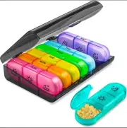 Multicolor Pill Box Organizer 7 Day Medicine Storage Case Daily AM PM