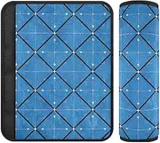 Checkered Arrow Pattern Blue Black 2 Pack Seatbelt Strap Cover, Stop seat Belt Cutting into Neck, seat Belt Padded Cover for Truck Van Backpack 10x7.7 in forro para cinturon de