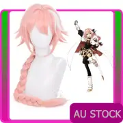 FGO Fate Apocrypha Astolfo Cosplay Wig Long Braided Ponytail Party Hair Pink