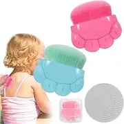 2 Pack Kids Sunscreen Applicator,Sunblock Buddy Brush with Protective Case,Sun Lotion Applicator Sun Cream Brush Set with Brush Cleaning Pad