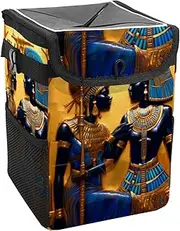 Car Trash Can with Lid and Storage Pockets Leak-Proof Organizer,Waterproof Garbage Can,Ancient National Style Egypt