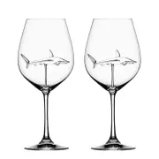 Nmaov Red Wine Glasses With Shark Inside Goblet Glass Clear Glass Home Bar Party-h