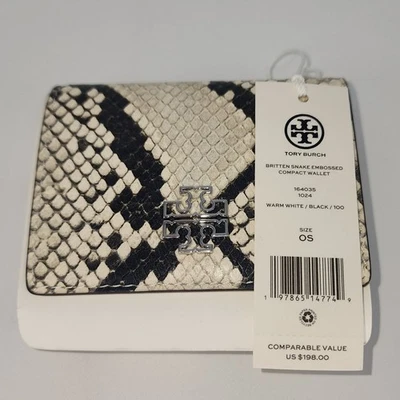 Tory Burch Britten Snake Embossed Compact Wallet