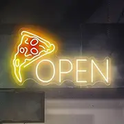 Pizza Neon Sign Acrylic Open Light up Signs for Business,Led Pizza Wall Art for Pizzeria Shop Kitchen Oven Pizza Party Decorations,Gifts for Pizza Lover,40x20CM/15.7x7.8In